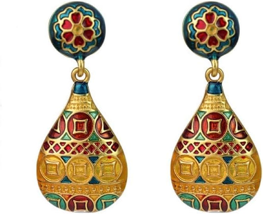 Manufacturer  Vintage Style Gold Plated Chinese Floral Drop Silver Stud Fashion Earrings for Women  earring