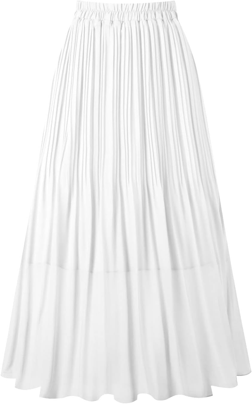Manufacturer  Kingfancy Women's Pleated Skirt Chiffon Elastic Waist A-Line Midi Length Skirt skirts