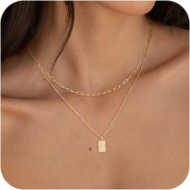 Manufacturer  Gold/Silver Necklaces Stack For Women,14K Gold/Sterling Silver Plated Simple Layered Choker Necklaces For Women,Stackable Multilayer Pearl Cross Disc Circle Pendant Cuban Herringbone Snake Paperclip Chain Necklaces