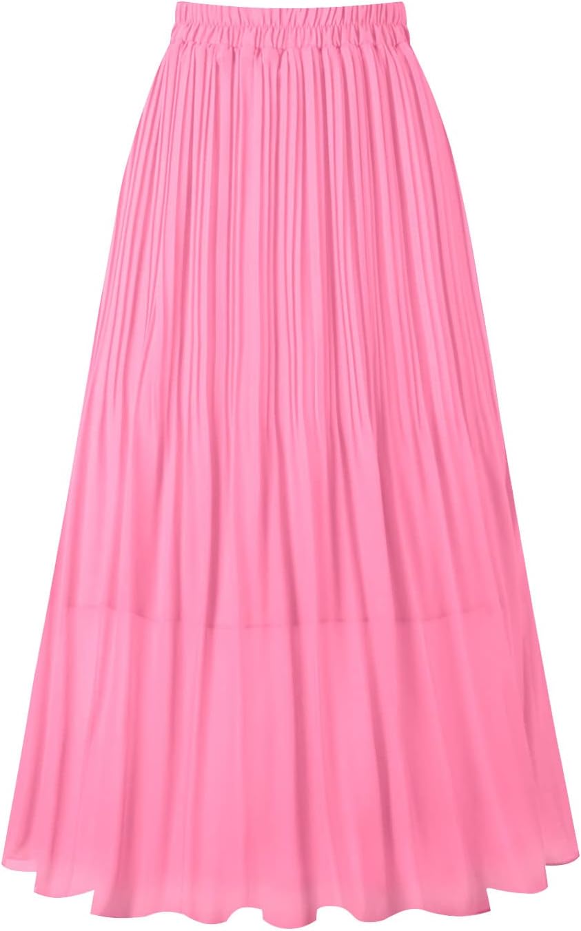 Manufacturer  Kingfancy Women's Pleated Skirt Chiffon Elastic Waist A-Line Midi Length Skirt skirts