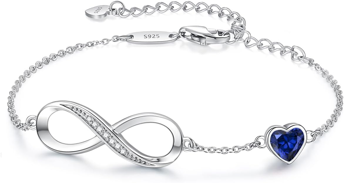 Manufacturer  CDE Infinity Heart Birthstone Charm Link Bracelet for Women 925 Sterling Silver Adjustable Mother's Day Gift Anniversary Birthday Jewelry for Wife Girlfriend Her  bracelets