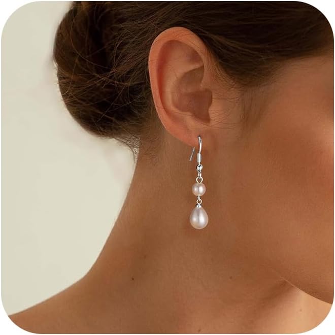 Manufacturer  Freekiss Pearl Earrings for Women Trendy: Flat Back Stud Earrings 14K Gold Plated/925 Sterling Silver Freshwater Pearl Dangle Earrings Cute Bow Earrings Wedding Jewelry Birthday Gifts for Women Girls  earring