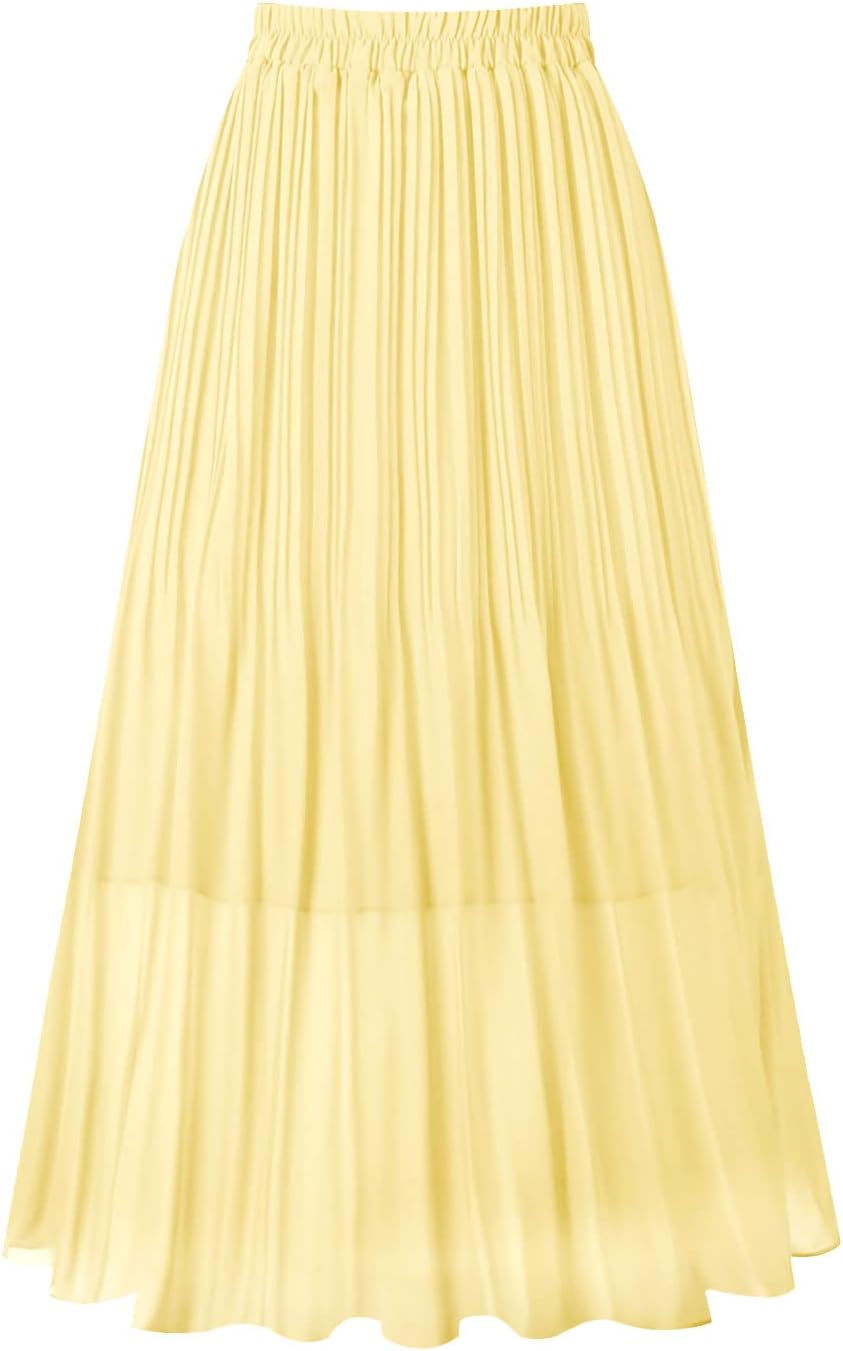 Manufacturer  Kingfancy Women's Pleated Skirt Chiffon Elastic Waist A-Line Midi Length Skirt skirts