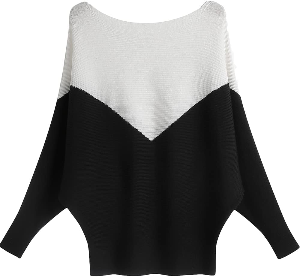 Manufacturer  Ckikiou Womens Lightweight Oversized Boat Neck Sweaters Tops Dolman Batwing Sleeve Ribbed Knitted Pullovers   sweaters