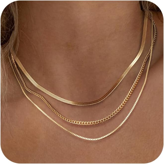 Manufacturer  Freekiss Herringbone Necklace for Women,Dainty Gold Necklace,14k Gold Plated Snake,Gold Chain Choker Necklaces,Simple Gold Layered Necklaces,Gold Jewelry Gift for Women  Necklace