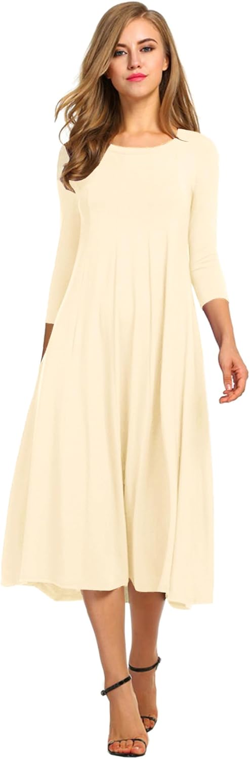 Manufacturer  HOTOUCH Women's 3/4 Sleeve A-line and Flare Midi Long Dress dresses