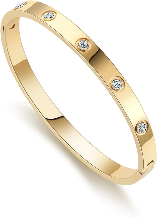 Manufacturer  Gold Bracelets for Women Friendship Love Bangle Bracelets Cubic Zirconia Stainless Steel Bracelet Jewelry Birthday Gifts for Women Stocking Stuffers  bracelets
