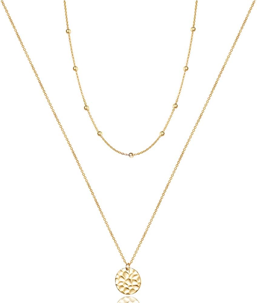 Manufacturer  Turandoss Dainty Layered Choker Necklace, Handmade 14K Gold Plated Y Pendant Necklace Multilayer Bar Disc Necklace Adjustable Layering Choker Necklaces for Women  necklace