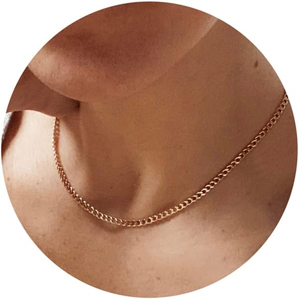 Manufacturer  Tewiky Gold Chain Necklace for Women, 14k Gold Plated Thin Beaded Wave Box Chain Necklace Dainty Gold Necklace Simple Layered Gold Choker Necklaces Minimalist Gold Link Chain Necklace Trendy Jewelry for Women  Necklace