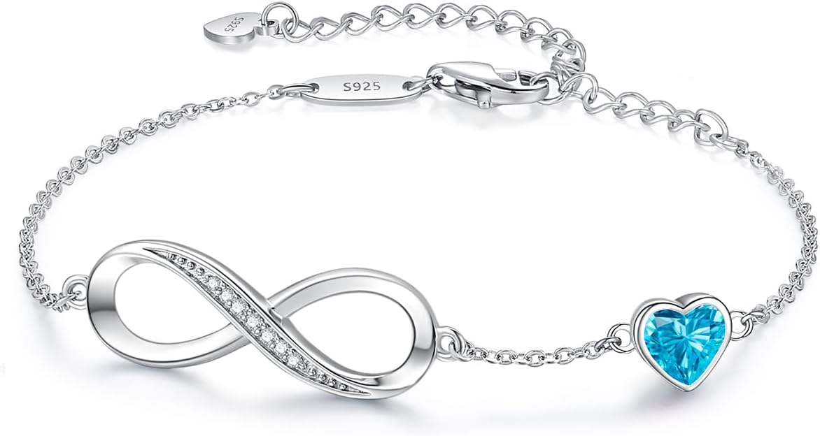 Manufacturer  CDE Infinity Heart Birthstone Charm Link Bracelet for Women 925 Sterling Silver Adjustable Mother's Day Gift Anniversary Birthday Jewelry for Wife Girlfriend Her  bracelets