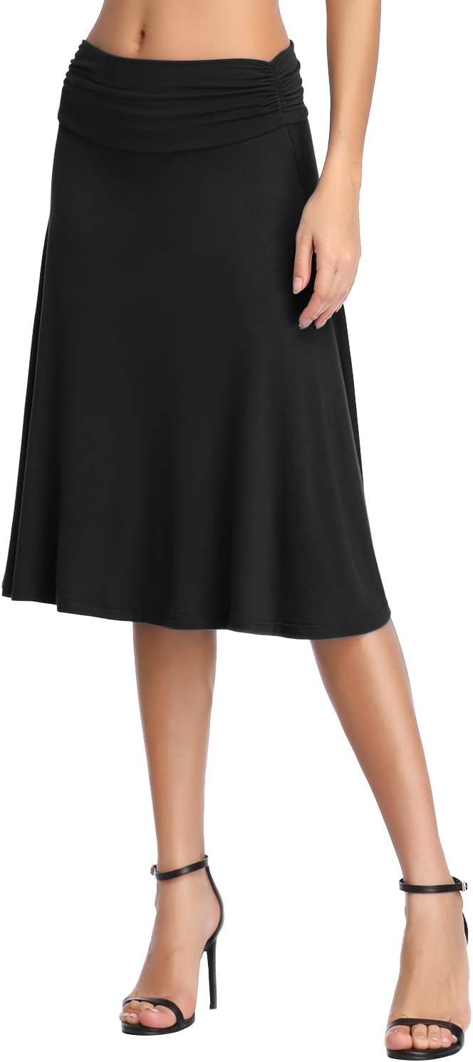 Manufacturer  Urban CoCo Women's Ruched High Waist Knee Length Jersey A-Line Stretchy Flared Casual Skirts