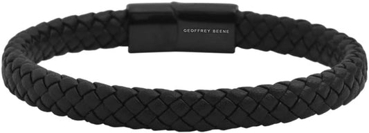 Manufacturer  Geoffrey Beene Men's Braided Genuine Leather Bracelet with Stainless Steel Closure  bracelets