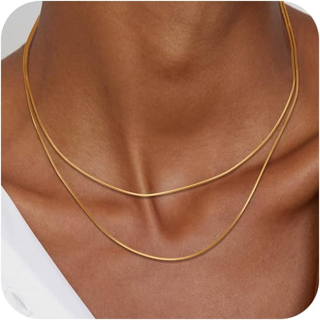 Manufacturer  Freekiss Herringbone Necklace for Women,Dainty Gold Necklace,14k Gold Plated Snake,Gold Chain Choker Necklaces,Simple Gold Layered Necklaces,Gold Jewelry Gift for Women  Necklace