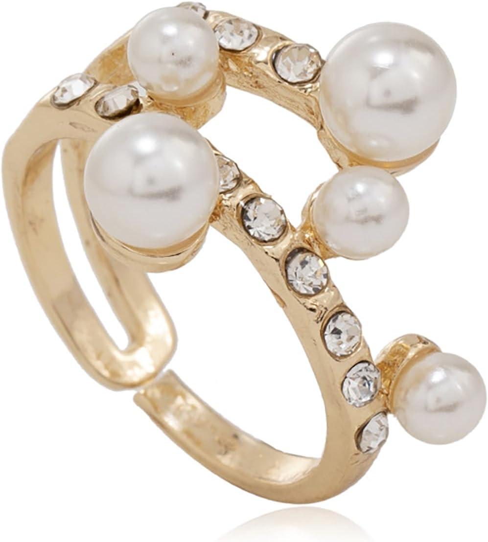Manufacturer  Pearl Ring for Women Promise Stacking Pearl Rings Adjustable Open Pearls Finger Ring Trendy Personality Christmas Pearls Jewerly Prom Dress Jewerly   rings