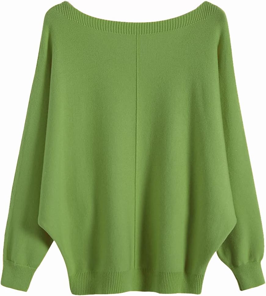 Manufacturer  Ckikiou Womens Lightweight Oversized Boat Neck Sweaters Tops Dolman Batwing Sleeve Ribbed Knitted Pullovers   sweaters