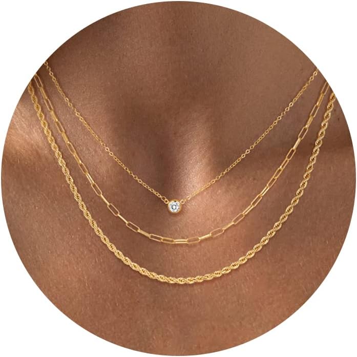 Manufacturer  CHESKY Gold Layered Necklaces for Women, 14K Dainty Gold Chain Necklace Women Trendy Cuban Link Paperclip Chain Toggle Clasp Necklace Fashion Chunky Jewelry for Women  Necklace