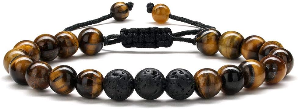 Manufacturer  M MOOHAM Natural Stone Bracelets for Men - 8mm Tiger Eye, Matte Agate, Lava Rock - Teen Boys Gifts for Birthday, Anniversary, Christmas  bracelets
