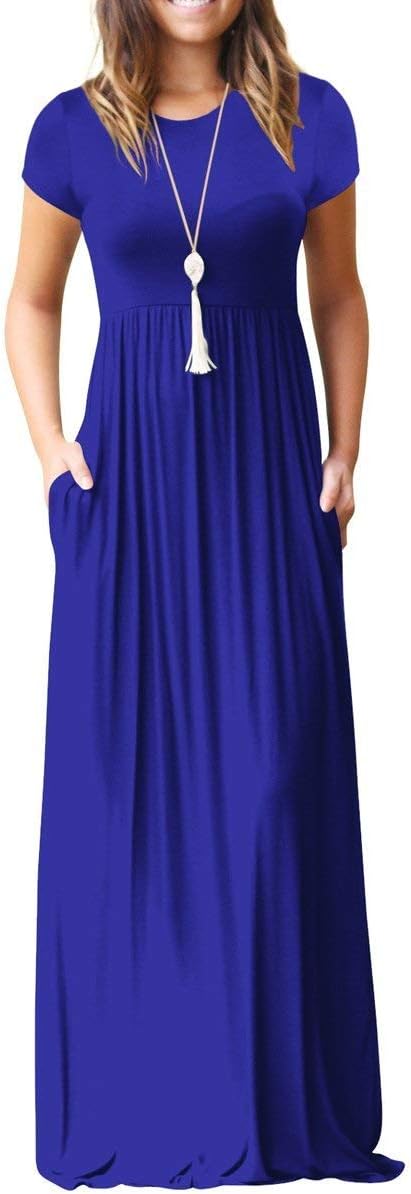 Manufacturer  GRECERELLE Women Summer Crew Neck Casual Short Sleeve Solid Floral Print Long Maxi Dress with Pockets dresses