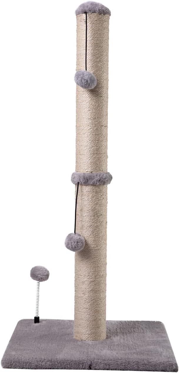 Manufacturer  MECOOL Cat Scratching Post Premium Basics Kitten Scratcher Sisal Scratch Posts with Hanging Ball 22in for Kittens or Smaller Cats (22 inches for Kitten, Beige)    Cat toy