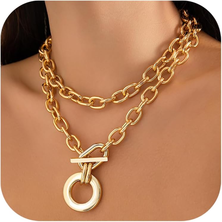Manufacturer  CSIYANJRY99 Chunky Gold Necklaces for Women,Multilayer Punk 80s Hip Hop Necklace,Layered Cuban Link Chain Statement Necklace 90s Freaknik Outfit Accessories for Women  necklace