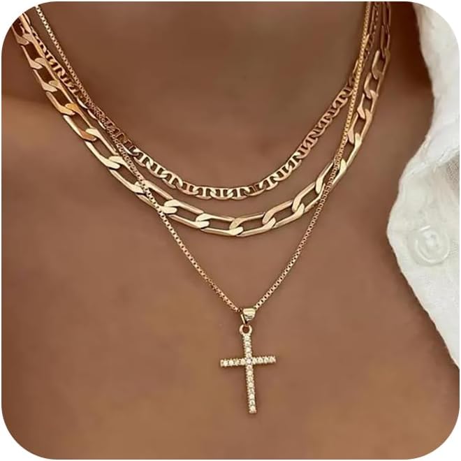 Manufacturer  Cross Necklace for Women 14K Gold Plated Dainty Heart Cross Pendant Choker Simple Trendy Cute Cross Charm Diamond Necklace Faith Jewelry Religious Minimalist Gift  Necklace