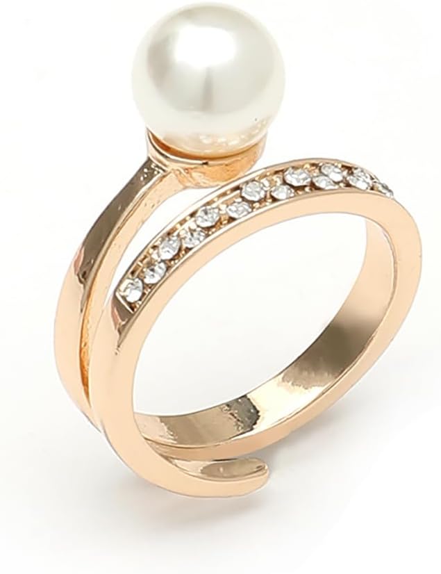 Manufacturer  Pearl Ring for Women Promise Stacking Pearl Rings Adjustable Open Pearls Finger Ring Trendy Personality Christmas Pearls Jewerly Prom Dress Jewerly   rings