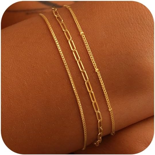 Manufacturer  Gold Bracelets for Women, 14K Dainty Gold Plated Stackable Bracelets for Women Trendy Waterproof CZ Tennis Bracelet Set Tiny Heart Paperclip Box Chain Adjustable Bracelets Minimalist Cute Jewelry  bracelets