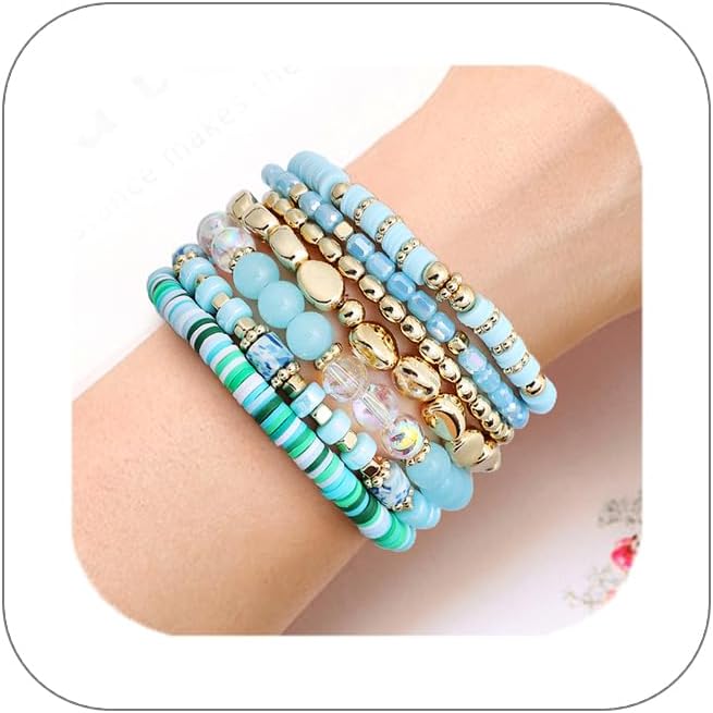 Manufacturer  GOOJIDS Surfer Heishi Clay Bead Bracelets for Women Bohemian Stackable Gold Beaded Stretch Bracelets Elastic Layering Friendship Bracelets Set Boho Jewelry  bracelets