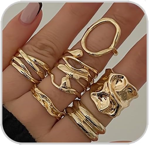 Manufacturer  Chunky Silver Rings for Women Open Stacking Knuckle Ring Silver Adjustable Round Dome Rings Set Minimalist Irregular Statement Ring Women Jewelry   rings