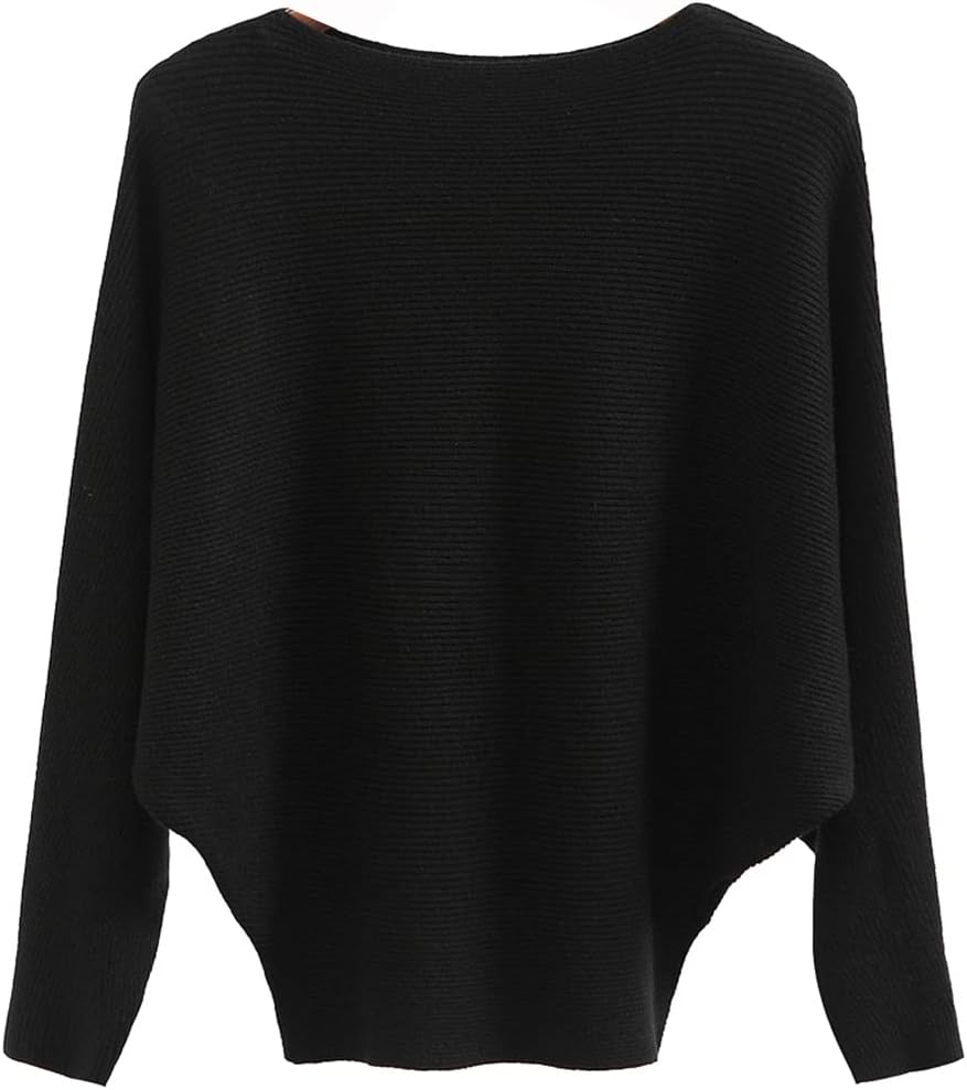 Manufacturer  Ckikiou Womens Lightweight Oversized Boat Neck Sweaters Tops Dolman Batwing Sleeve Ribbed Knitted Pullovers   sweaters