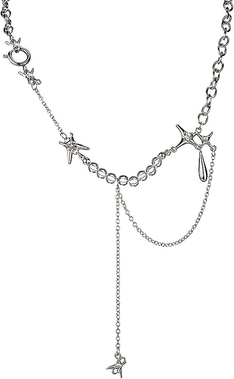 Manufacturer  Y2k Irregular Necklace Star Pendant Moonlight Stone Fashion Collar Chain Design Spicy Silver Jewelry for Women  Necklace