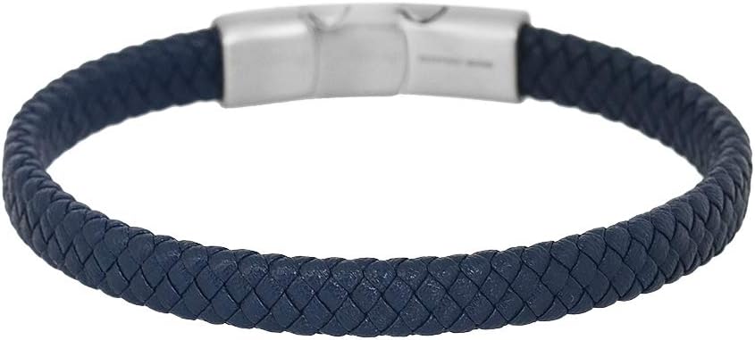 Manufacturer  Geoffrey Beene Men's Braided Genuine Leather Bracelet with Stainless Steel Closure  bracelets