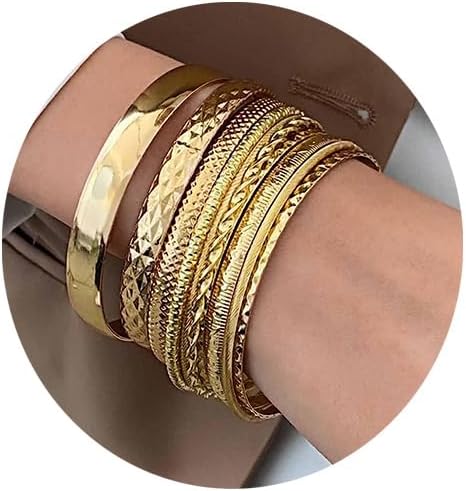 Manufacturer  IFKM Gold Bracelets for Women, 14K Gold Plated Dainty Layered Chain Bracelets Adjustable Cute Bangle Link Bracelet Set  bracelets