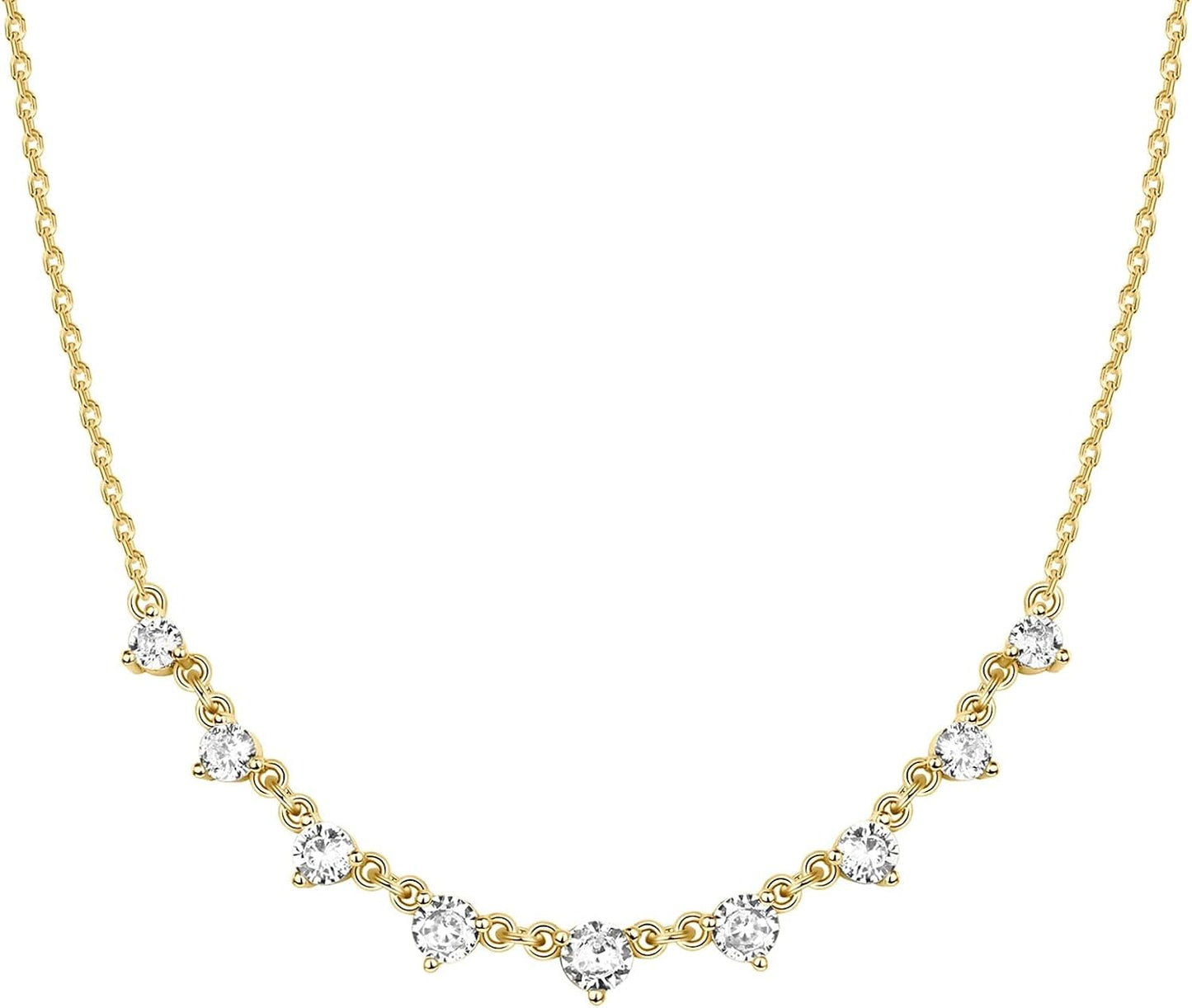 Manufacturer  PAVOI 14K Gold Plated Station Necklace - Simulated Diamond BTY Layering Necklaces - Womens CZ Chain  Necklace