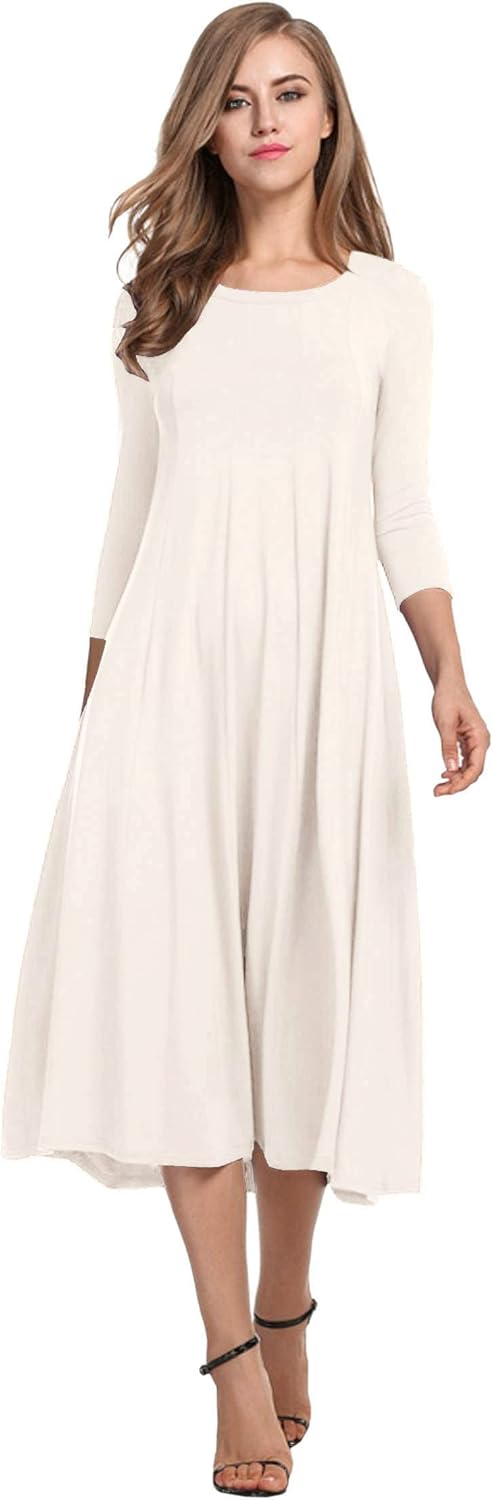 Manufacturer  HOTOUCH Women's 3/4 Sleeve A-line and Flare Midi Long Dress dresses