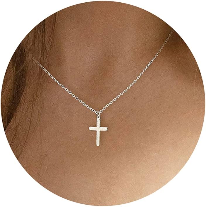 Manufacturer  Tewiky Diamond Cross Necklace for women-Dainty 14k Gold Cubic Zirconia Pendant Necklaces Simple Gold Cross Pendant Necklace Cute Tiny Gold Jewelry  necklace