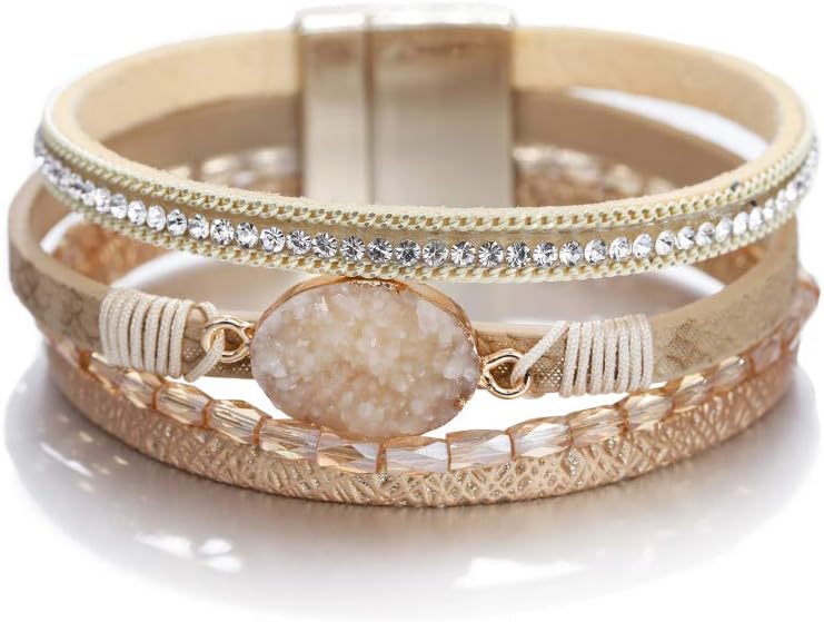 Manufacturer  Fesciory Leopard Bracelet for Women, Boho Leather Wrap Multi-Layer Pearl Crystal Bracelet Bangle Jewelry  bracelets