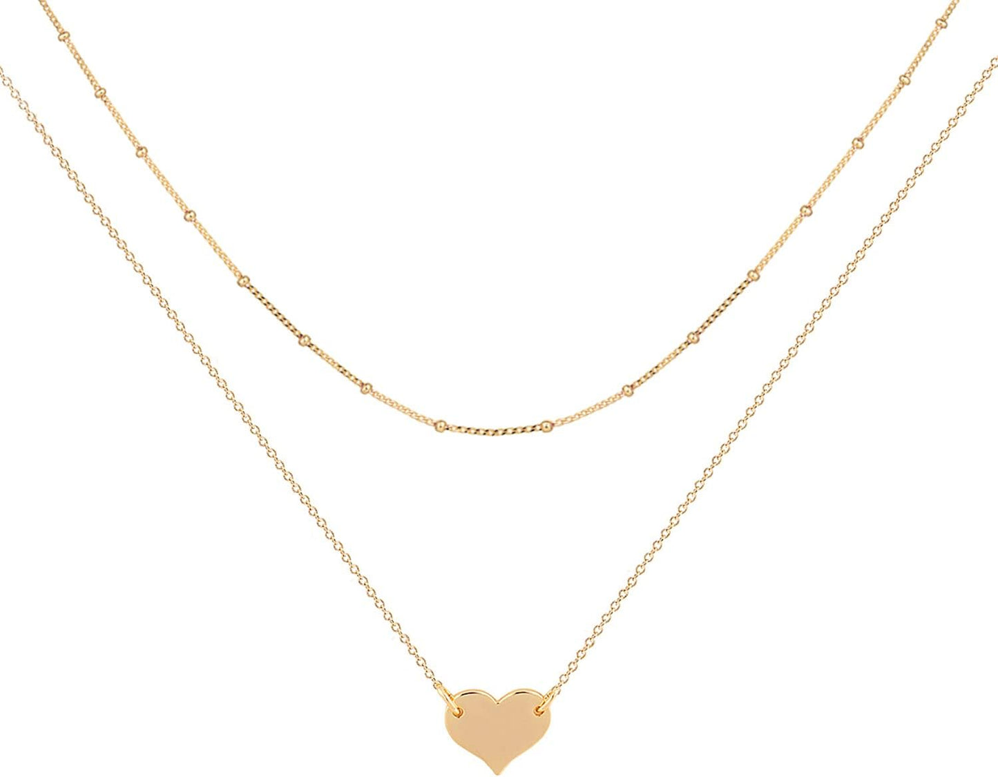 Manufacturer  MEVECCO Layered Heart Necklace Pendant Handmade 18k Gold Plated Dainty Gold Choker Arrow Bar Layering Long Necklace for Women  necklace