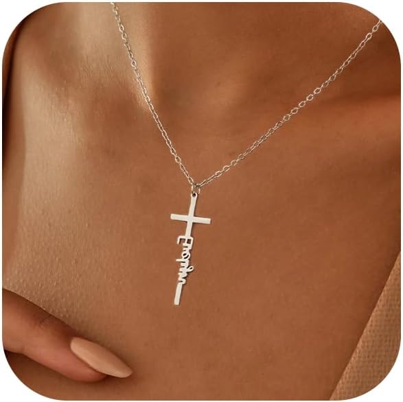 Manufacturer  Cross Necklace for Women 14K Gold Silver Plated Dainty Small Cross Pendant Choker Simple Trendy Cute Cross Charm Chain Necklace Easter Basket Stuffers Baptism Religious Faith Jewelry Gift  Necklace