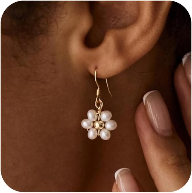 Manufacturer  Freekiss Pearl Earrings for Women Trendy: Flat Back Stud Earrings 14K Gold Plated/925 Sterling Silver Freshwater Pearl Dangle Earrings Cute Bow Earrings Wedding Jewelry Birthday Gifts for Women Girls  earring