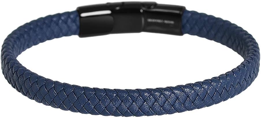 Manufacturer  Geoffrey Beene Men's Braided Genuine Leather Bracelet with Stainless Steel Closure  bracelets