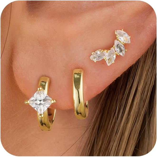 Manufacturer  Dainty Silver Earrings for Women 14k Gold Plated Lightweight Hoop Earrings Set for Women Trendy Small Silver Hoop Huggie Jewelry  earring