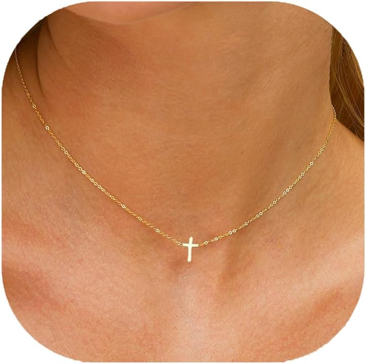 Manufacturer  MONOZO Cross Necklace for Women，14K Gold Plated Cross Necklace Layered Gold Cross Necklace Tiny Sideway Cross Choker Necklace Gold Cross Necklaces for Women Trendy Gold Jewelry Gifts for Women Trendy  necklace