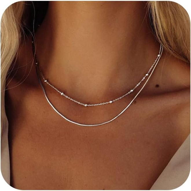 Manufacturer  Freekiss Herringbone Necklace for Women,Dainty Gold Necklace,14k Gold Plated Snake,Gold Chain Choker Necklaces,Simple Gold Layered Necklaces,Gold Jewelry Gift for Women  Necklace