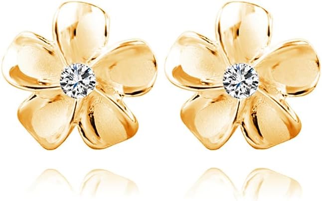 Manufacturer  Reffeer Solid 925 Sterling Silver Plumeria Flower Stud Earrings for Women Teen Girls Crystal Flower Stud Earrings  earring