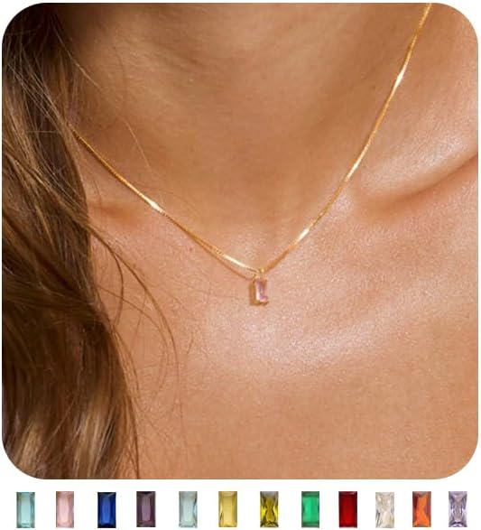 Manufacturer  FUNEIA Diamond Necklaces for Women 14K Gold Plated Emerald Birthstone Necklace for Women Mothers Dainty Gold Necklace Blue Green Cubic Zirconia Pendant Necklace Birthday Gifts for Women Jewelry  necklace