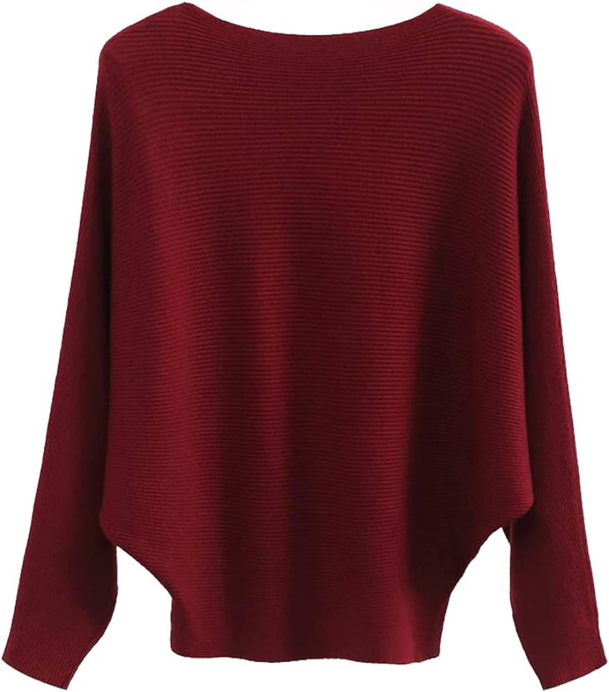 Manufacturer  Ckikiou Womens Lightweight Oversized Boat Neck Sweaters Tops Dolman Batwing Sleeve Ribbed Knitted Pullovers   sweaters