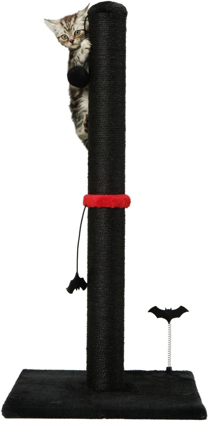 Manufacturer  MECOOL Cat Scratching Post Premium Basics Kitten Scratcher Sisal Scratch Posts with Hanging Ball 22in for Kittens or Smaller Cats (22 inches for Kitten, Beige)    Cat toy