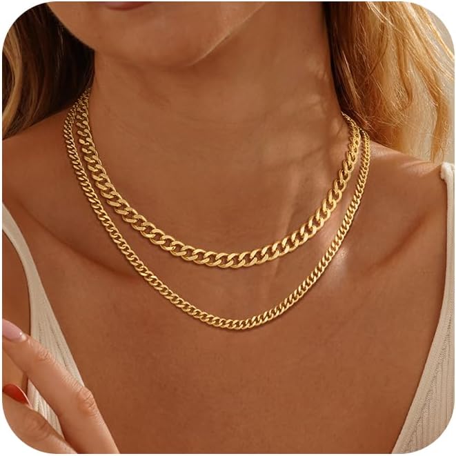 Manufacturer  Moodear Gold Necklace for Women 14K Dainty Chunky Gold/Sliver Chain Necklace Cuban Link Paperclip Chain Choker Toggle Clasp Layered Pearl Pendent Necklace for Women Trendy Fashion Jewelry  necklace