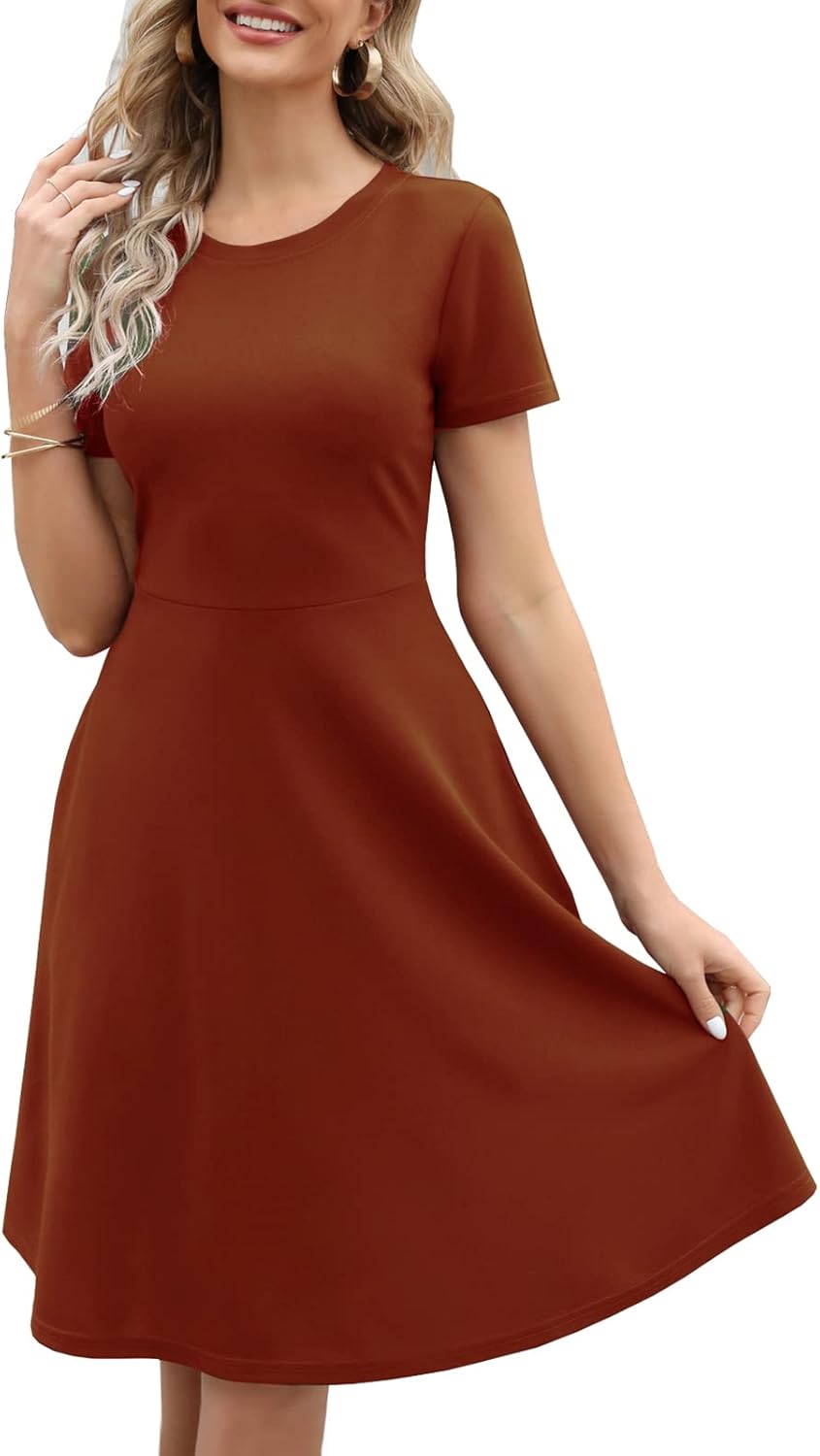 Manufacturer Women's Elegant Knee Length Dresses Vintage 50s Office Casual Floral Print Work Party A-Line Swing Dresses with Pockets 162